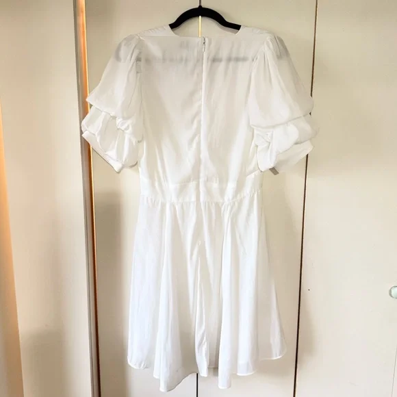 1.STATE L96012 Womens New Ivory Tiered Bubble Sleeve Mini Dress Size M - Picture 6 of 7